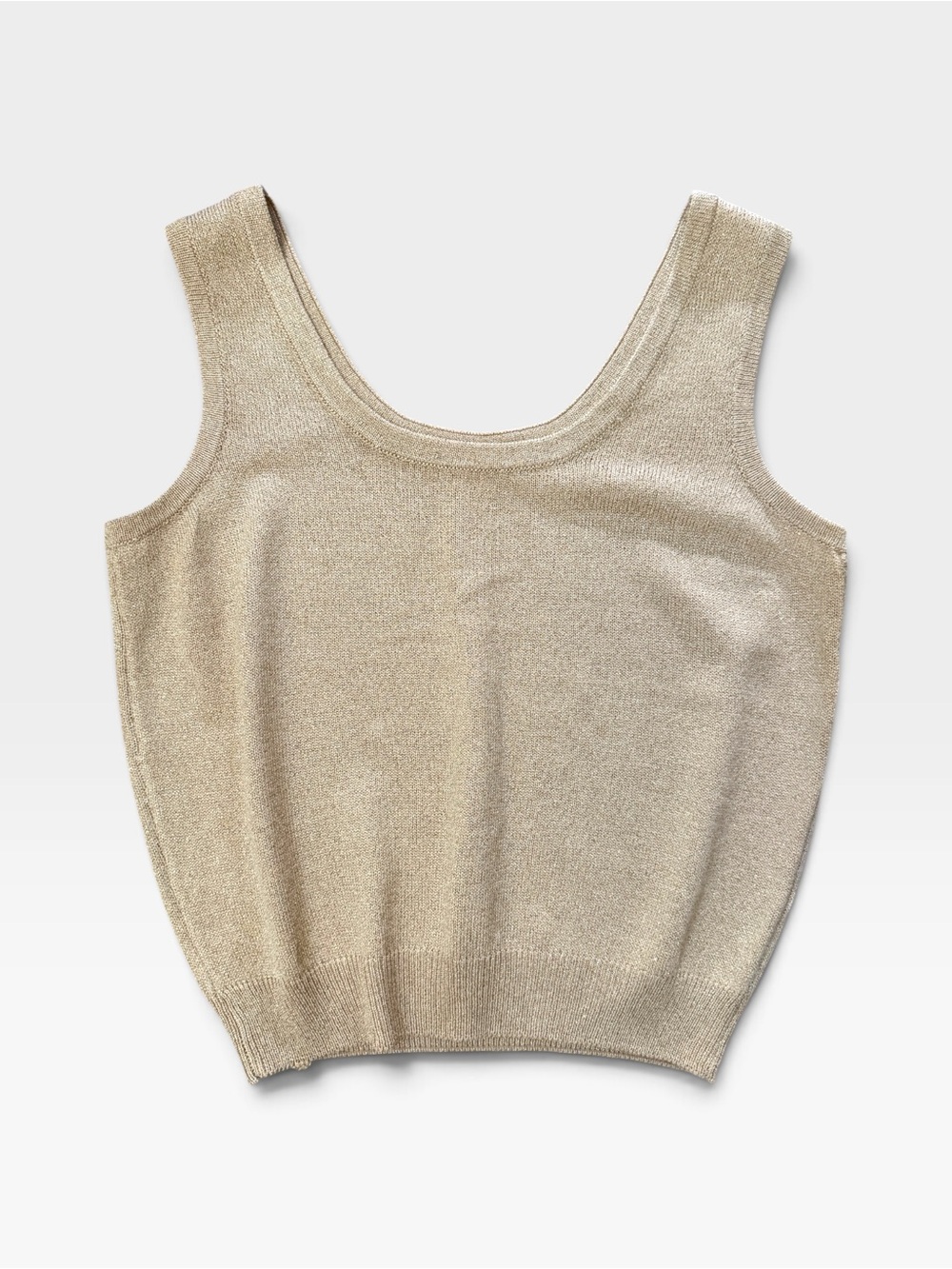 VTG St. John Basics Metallic Gold Knit Sweater Knit Tank Top Size Small